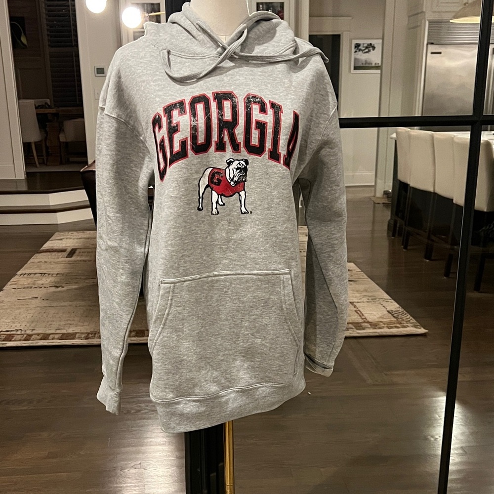 League Gray Georgia Hoodie with Red Accents